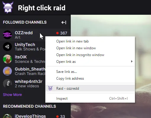 Right click raid project
